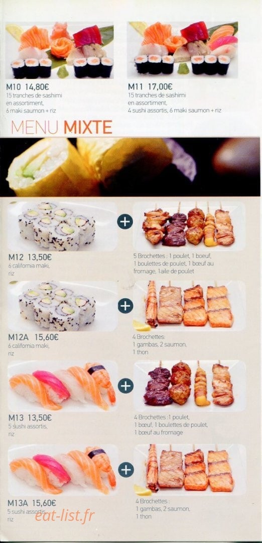 Carte et menu de Kyotoma à Les Pavillons Sous Bois — Menu mixte