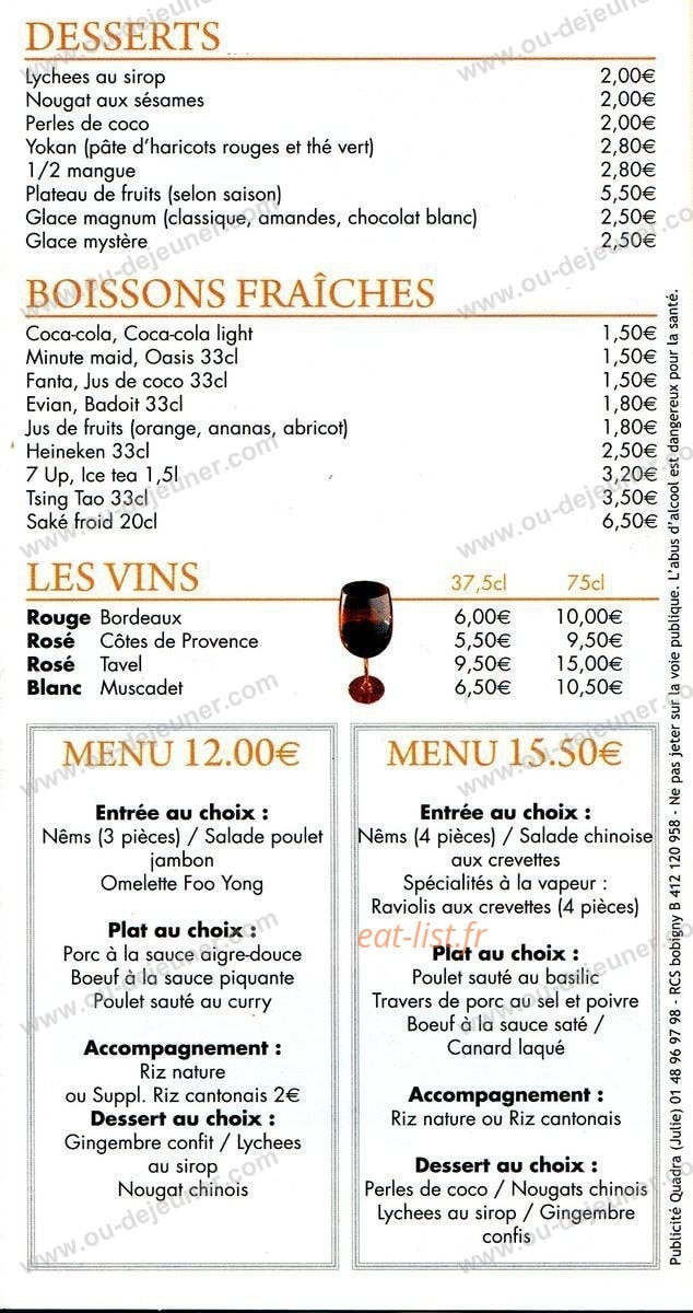 Le Mandarin — carte page 6