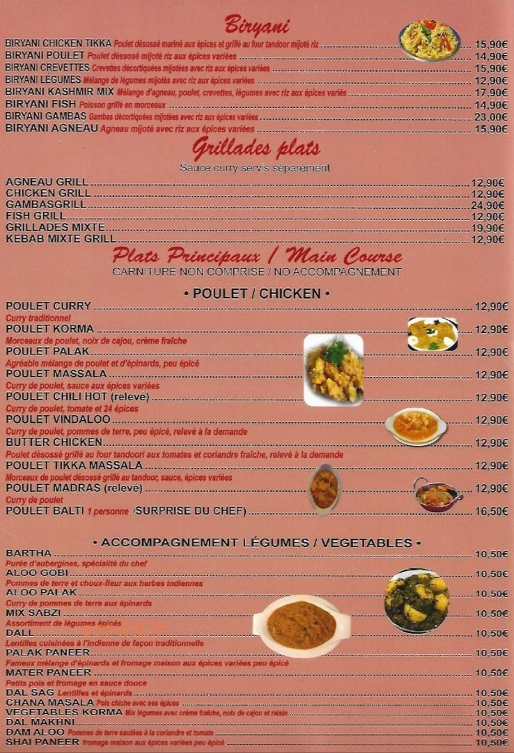 Les Délices Du Kashmir — carte page 2