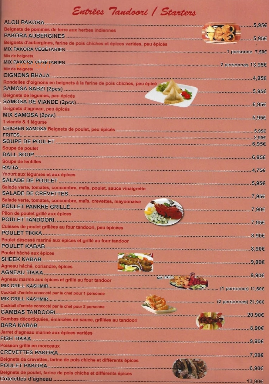 Les Délices Du Kashmir — carte page 1