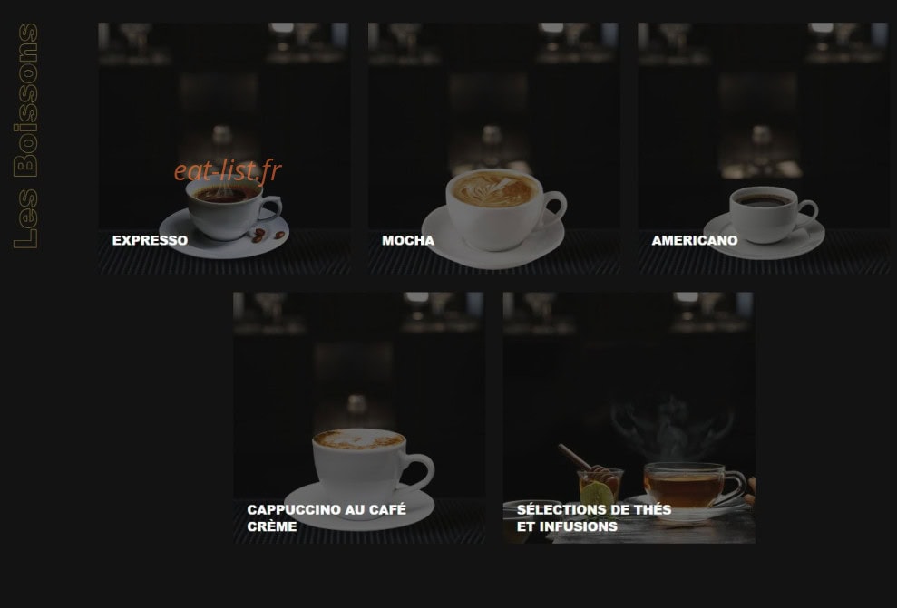 Carte et menu de Mara Steakhouse à Les Pavillons Sous Bois — Les boissons chaudes