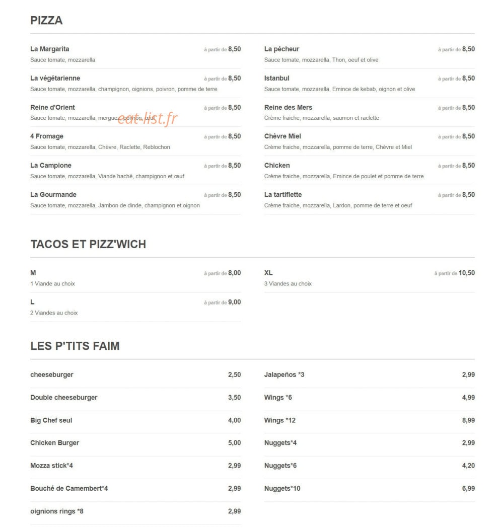 O'klm Food — carte page 2