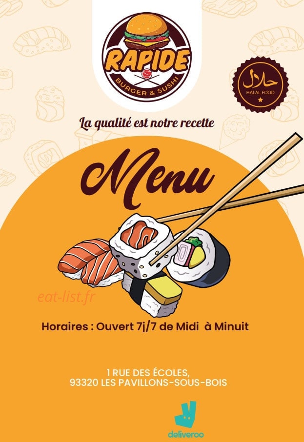 Rapide Burger & Sushi — carte page 1