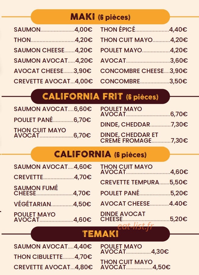 Rapide Burger & Sushi — carte page 7