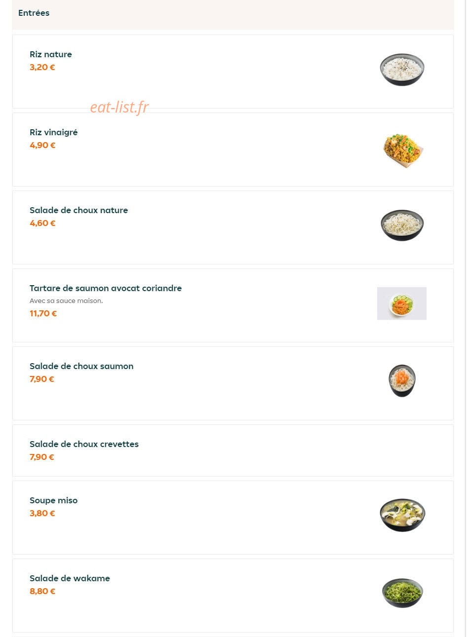 Sushi wan — carte page 1