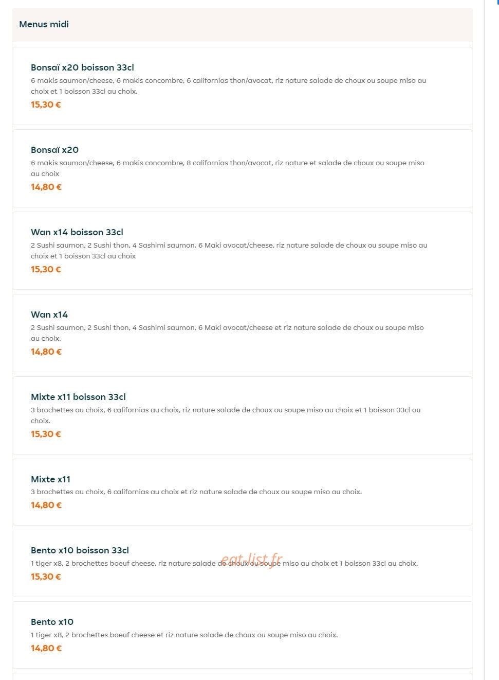 Sushi wan — carte page 2
