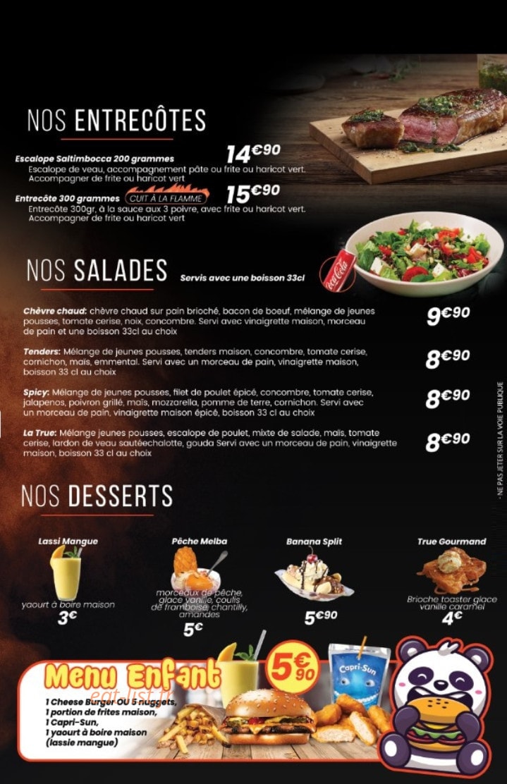 True burger — carte page 4