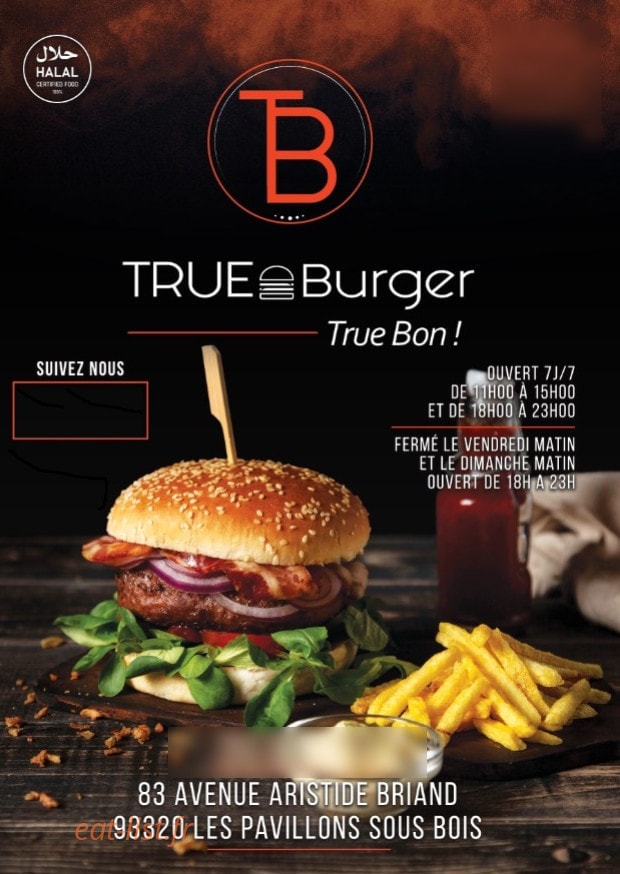 True burger — carte page 1