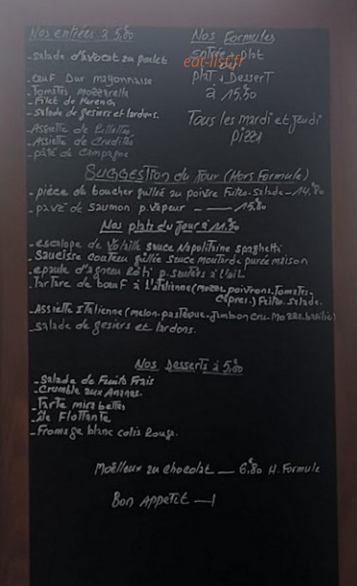 Brasserie Les Chanoux — carte page 1