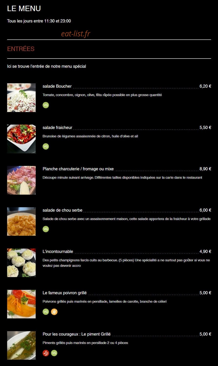 Chez Boucher — carte page 1