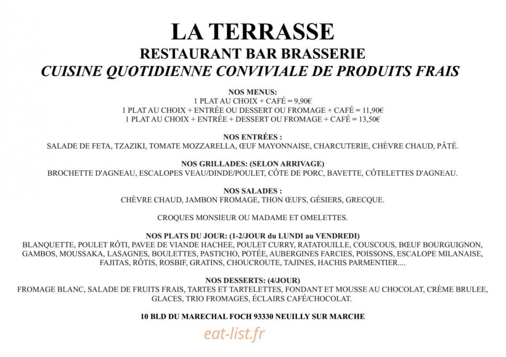 La Terrasse — carte page 1