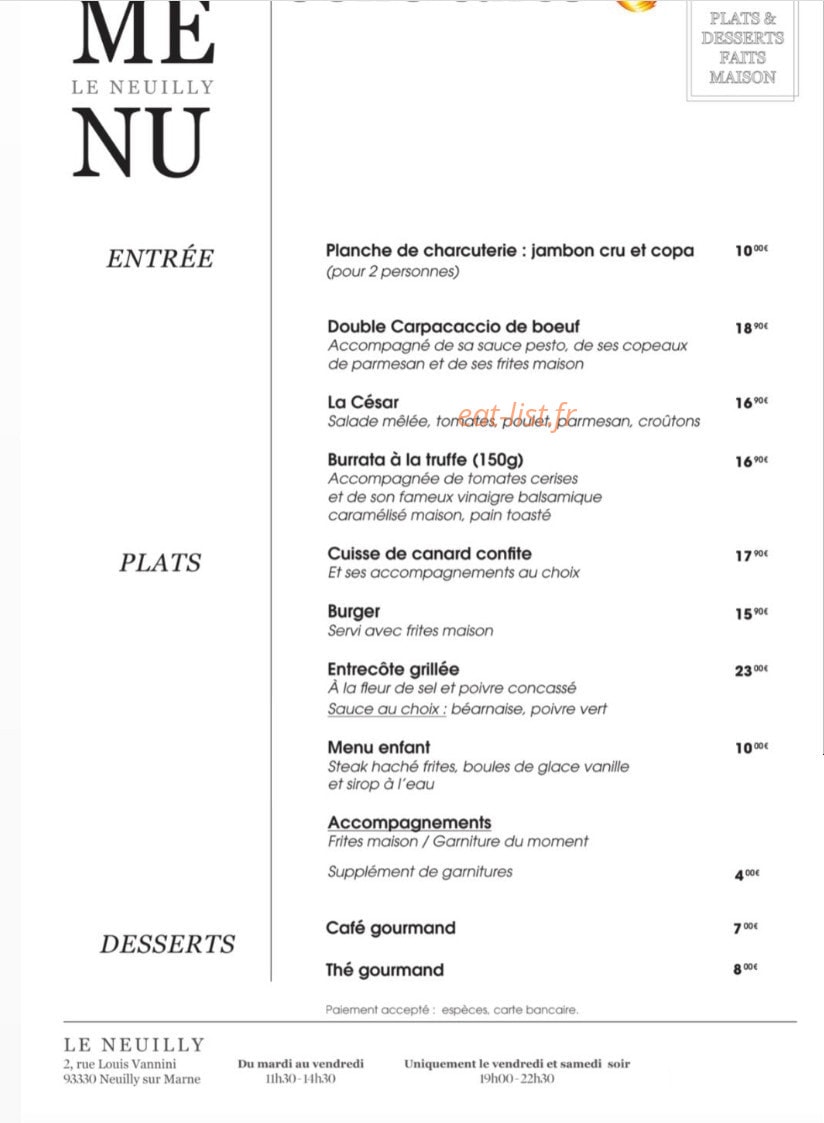 Le Neuilly — carte page 1