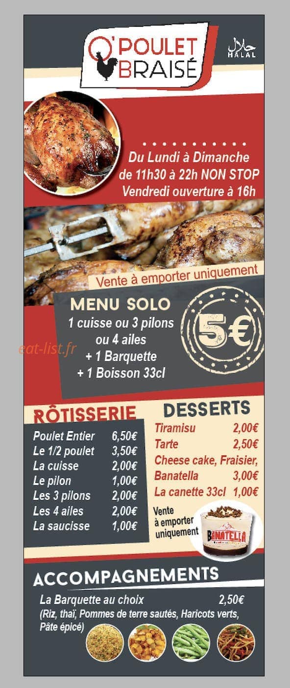 O'Poulet Braisé — carte page 1