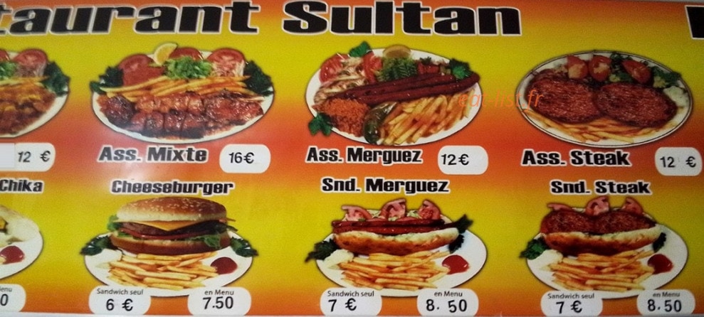 Restaurant Le Sultan — carte page 1