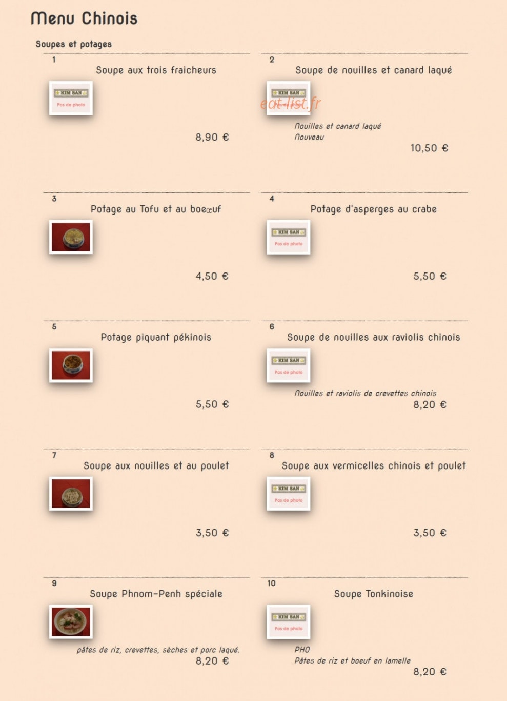 Kim San — carte page 1