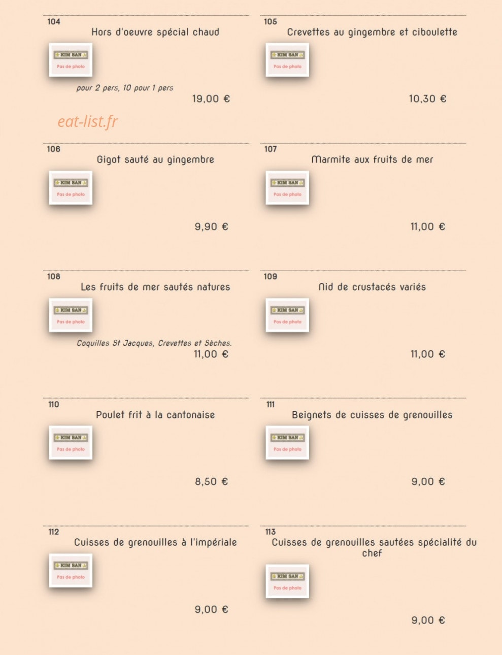 Kim San — carte page 13