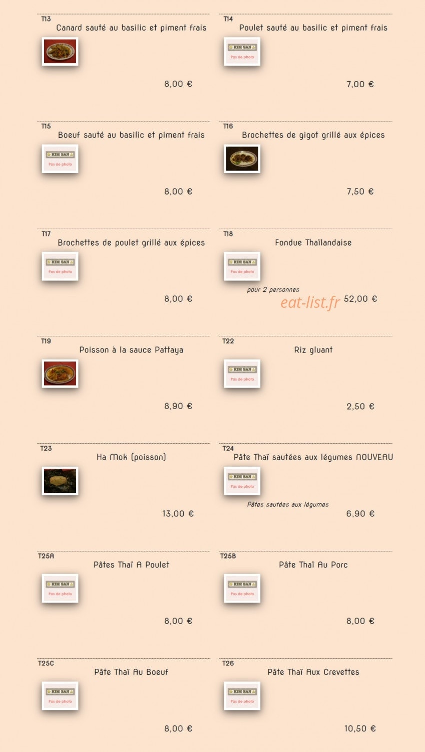 Kim San — carte page 16