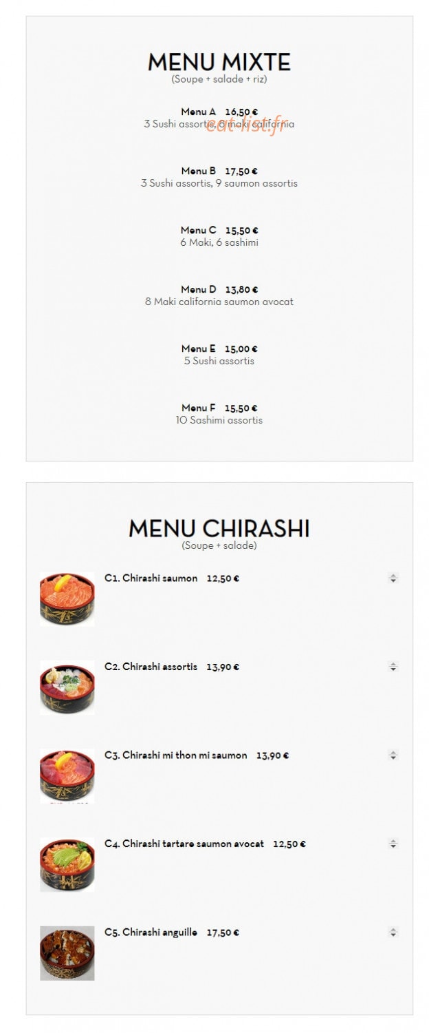 Sakura Sushi — carte page 13