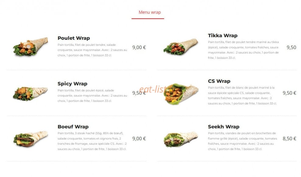 Chicken Spot — carte page 3