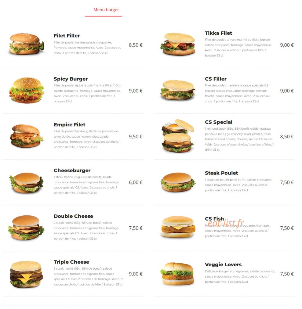 Chicken Spot — carte page 2