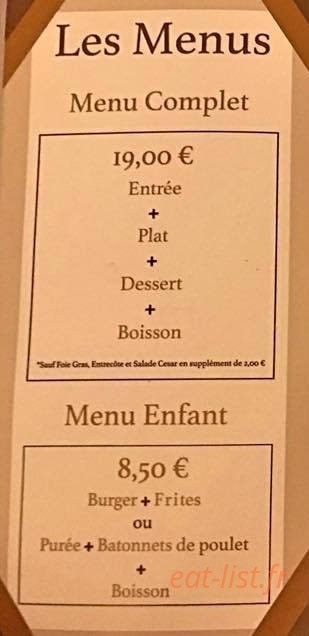 La Cantine — carte page 1