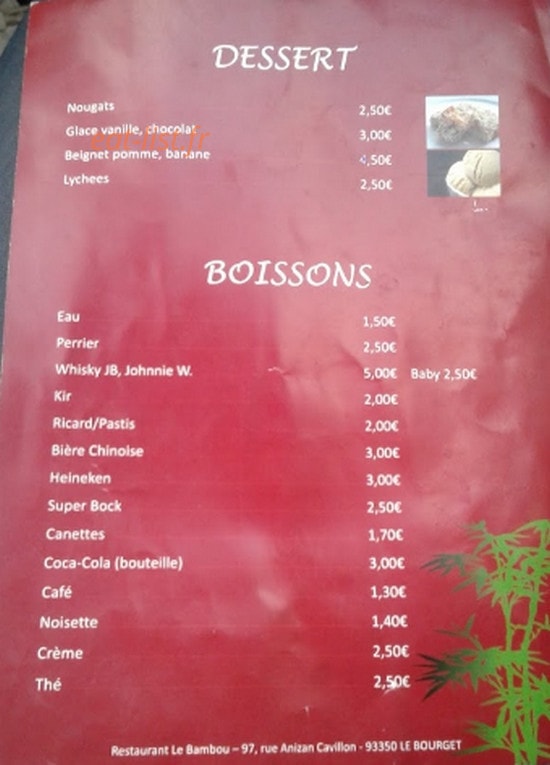 Le Bambou — carte page 2