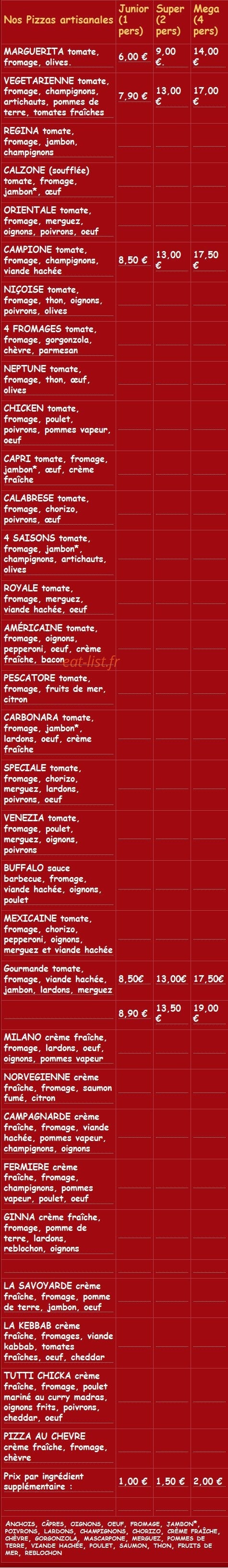 Pizza Venezia — carte page 2