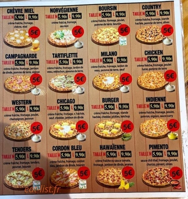 Pizzapizz — carte page 1