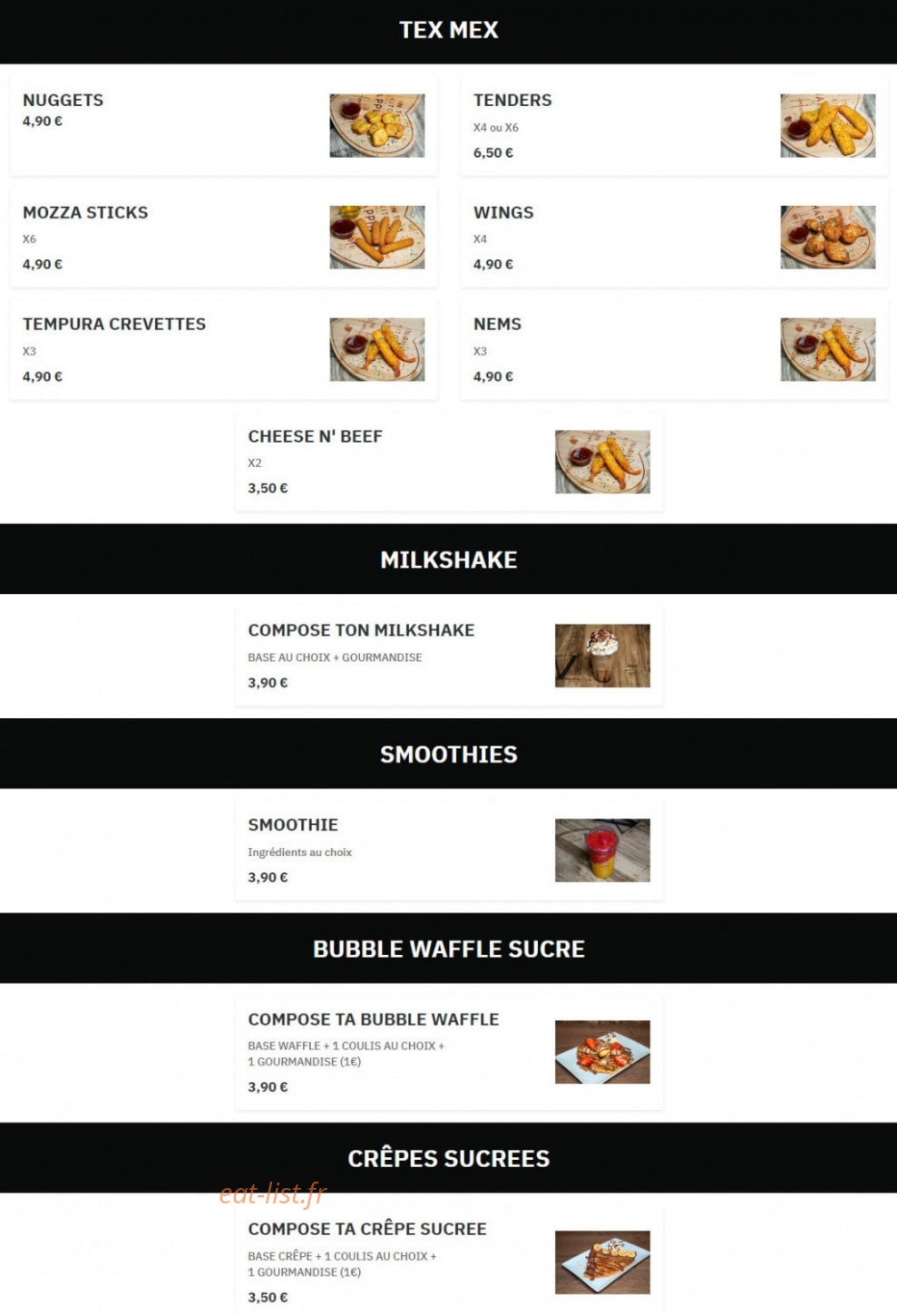 Ranch Burger — carte page 6