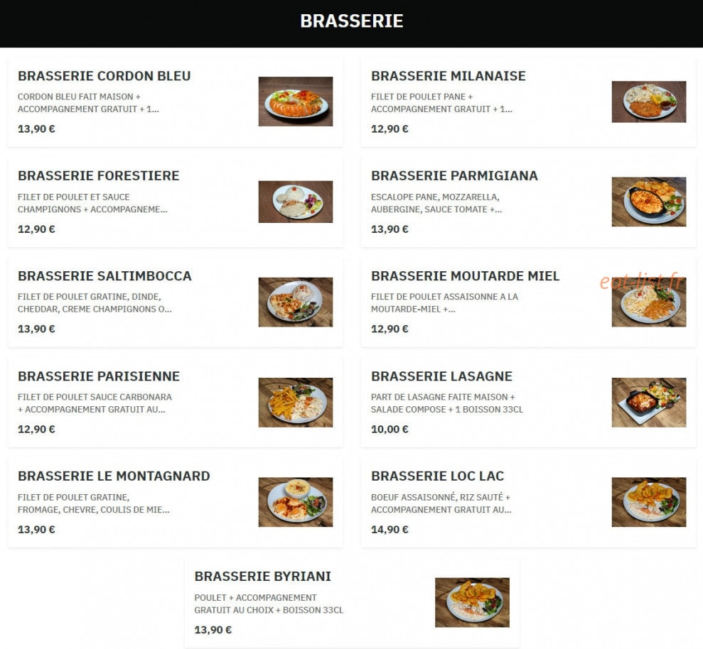 Ranch Burger — carte page 1