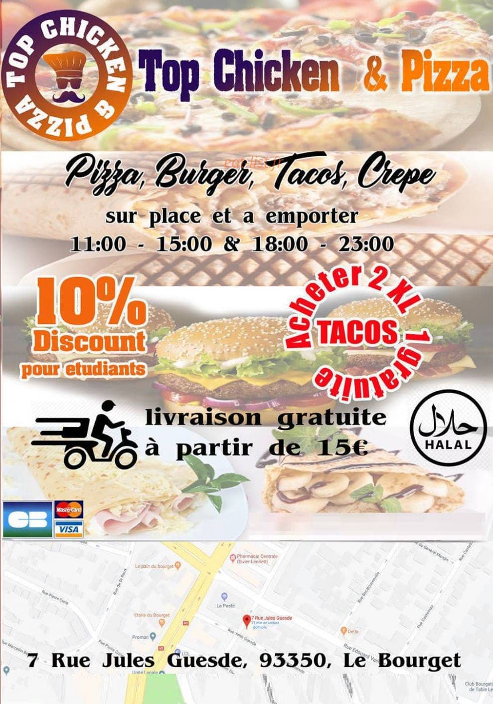 Top Chicken and Pizza — carte page 1