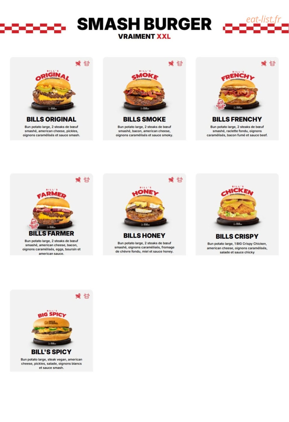 Bill's Burger — carte page 1