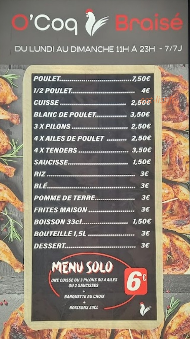 O'coq Braisé — carte page 1