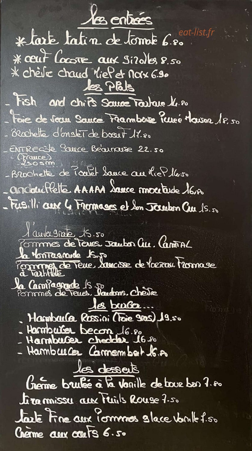 Restaurant Le 40 — carte page 1