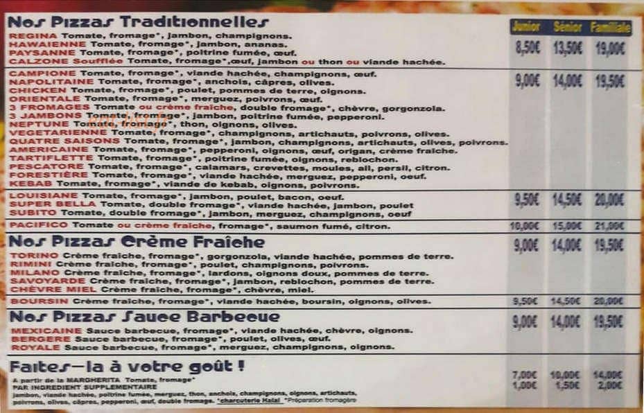 Subito Pizza — carte page 2