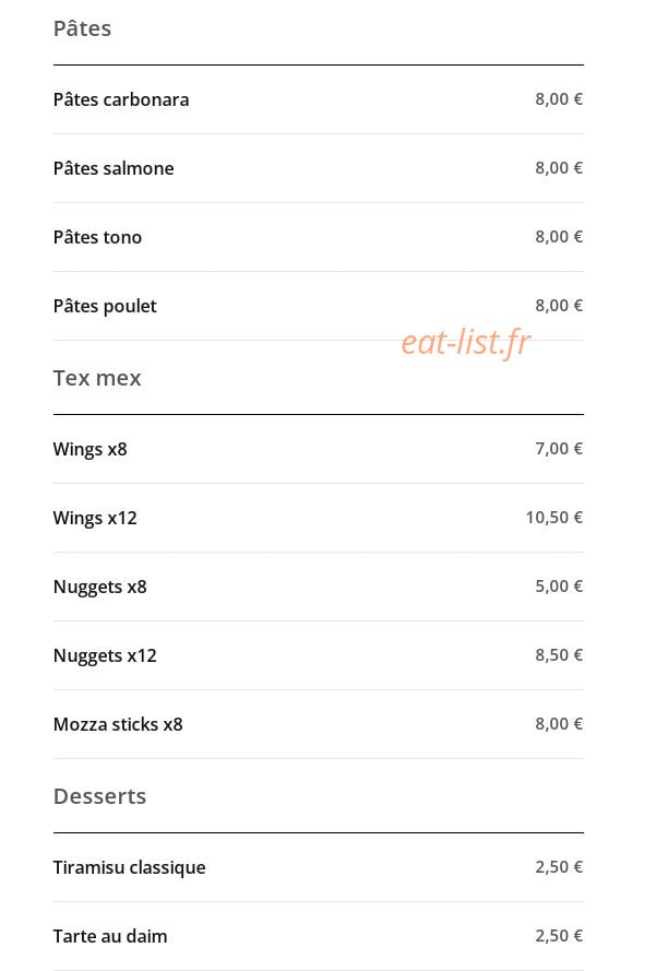 La Casa Pizza et Pasta — carte page 10