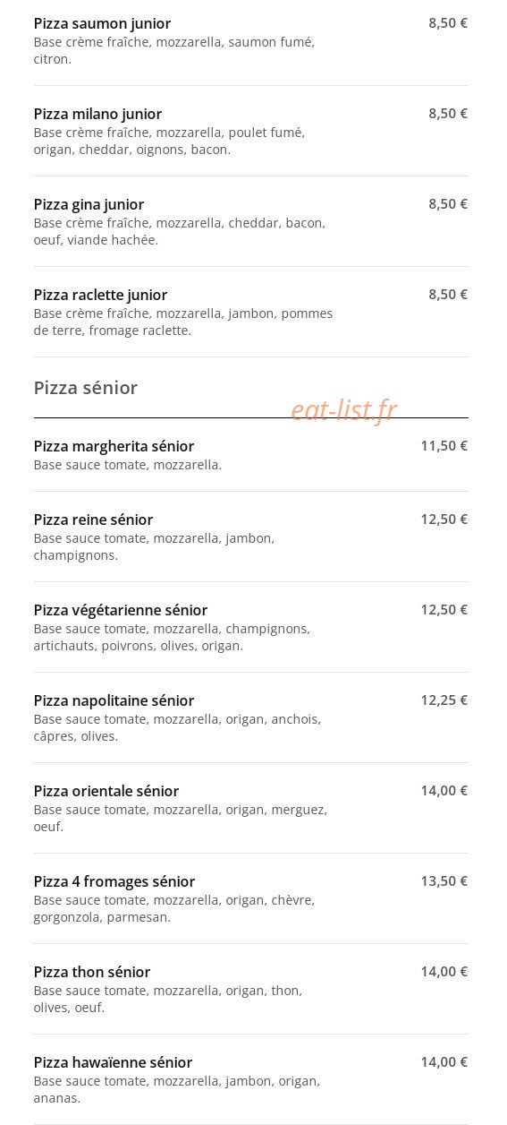La Casa Pizza et Pasta — carte page 4