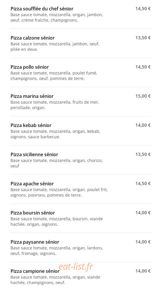 La Casa Pizza et Pasta — carte page 5