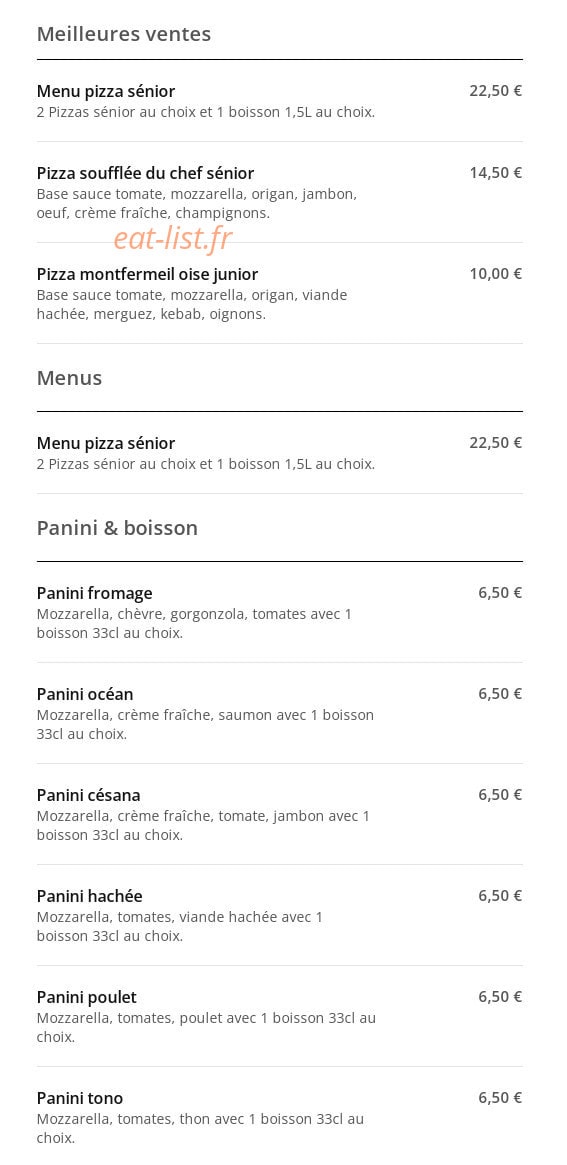 La Casa Pizza et Pasta — carte page 1