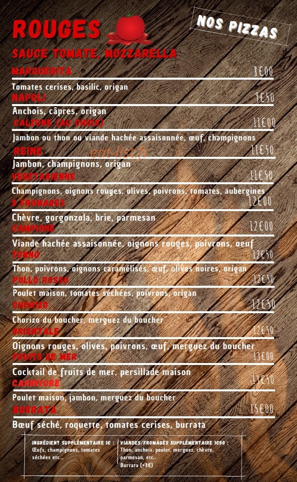 La FabriQ’ à Pizzas — carte page 1