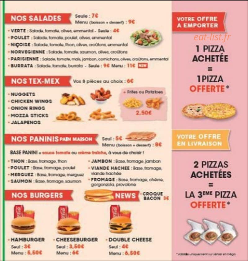 Oyé pizza — carte page 1