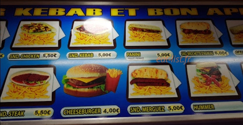 Pinar Kebab — carte page 1