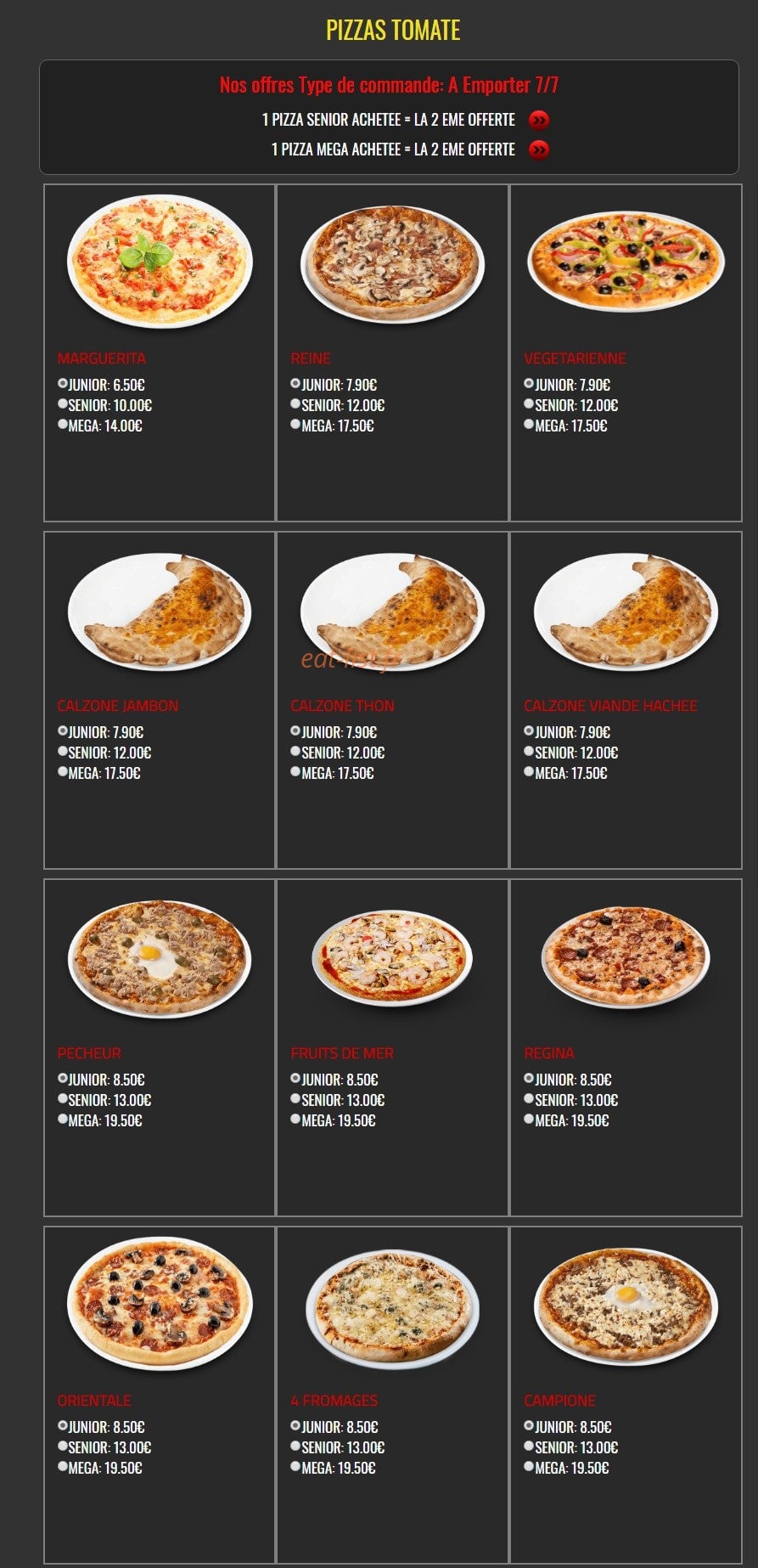 Allo Pizza — carte page 2