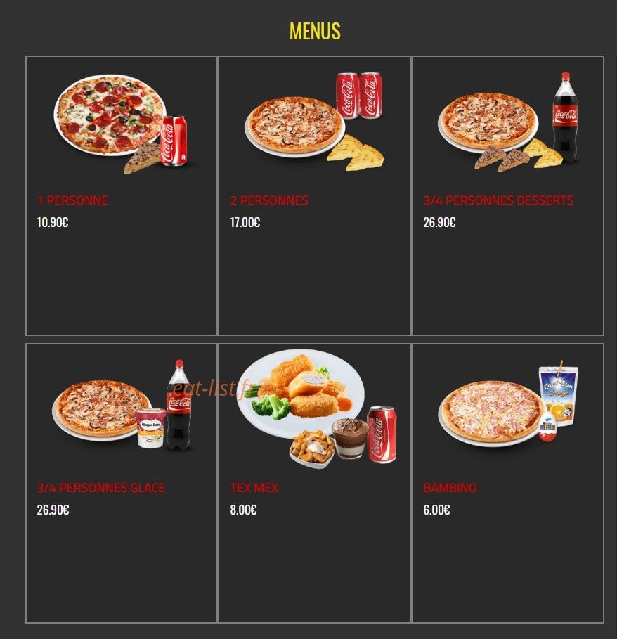 Allo Pizza — carte page 1