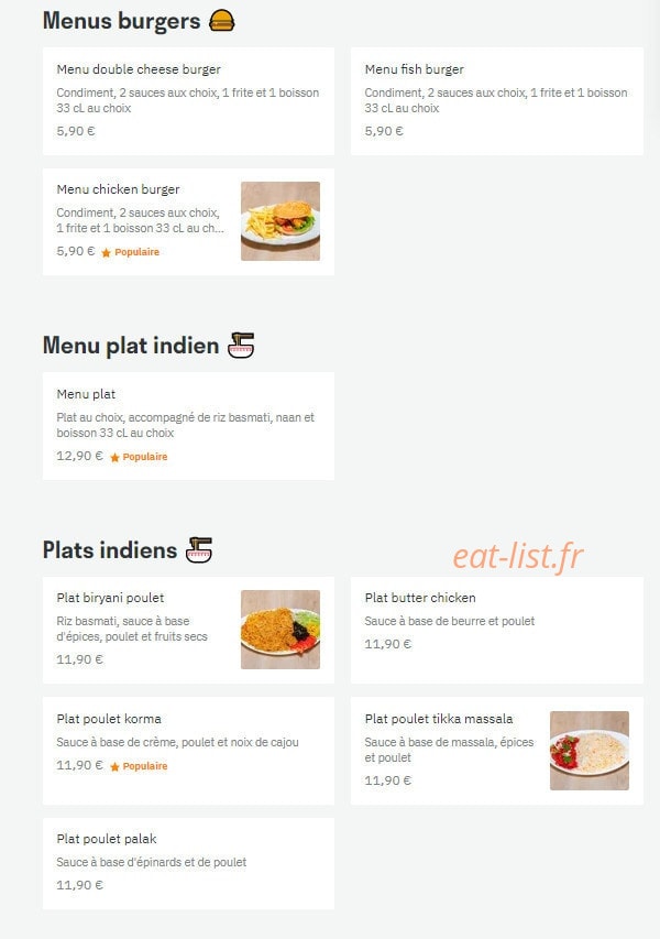 Diana food house — carte page 2