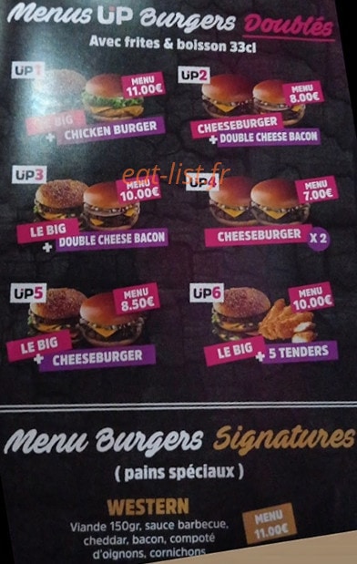 Pizza Up — carte page 1