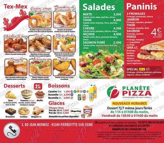 Planète Pizza — carte page 3