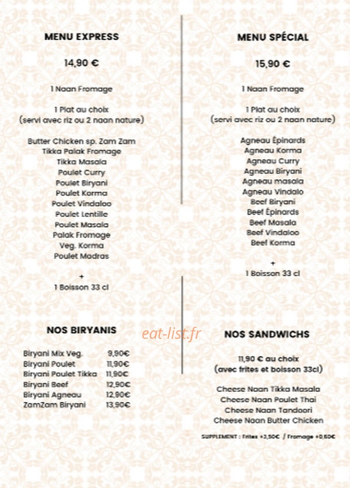 Zam Zam — carte page 3