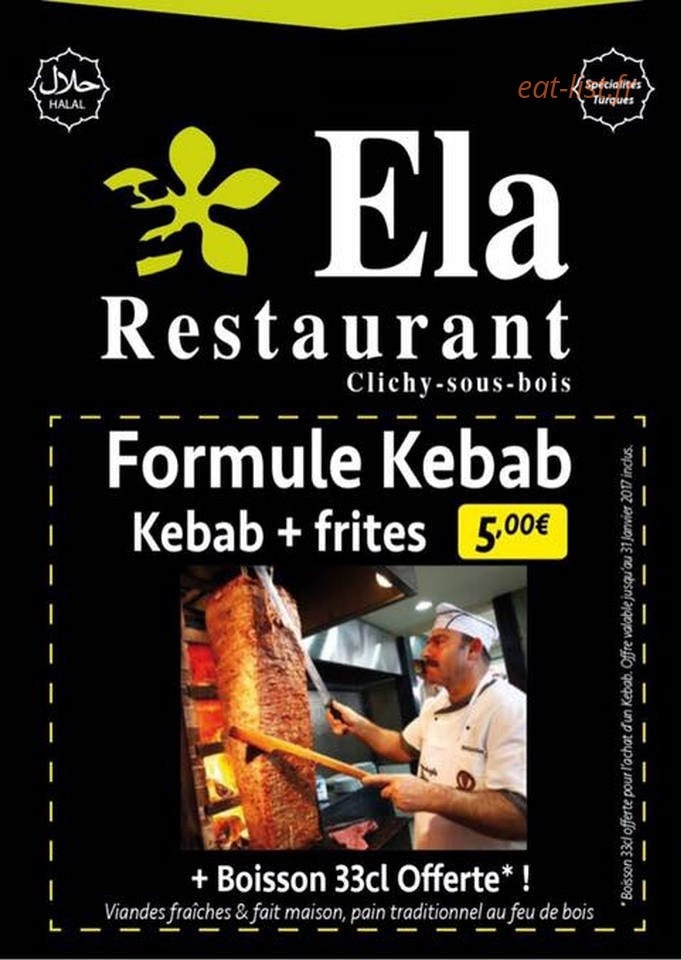Ela Restaurants — carte page 1
