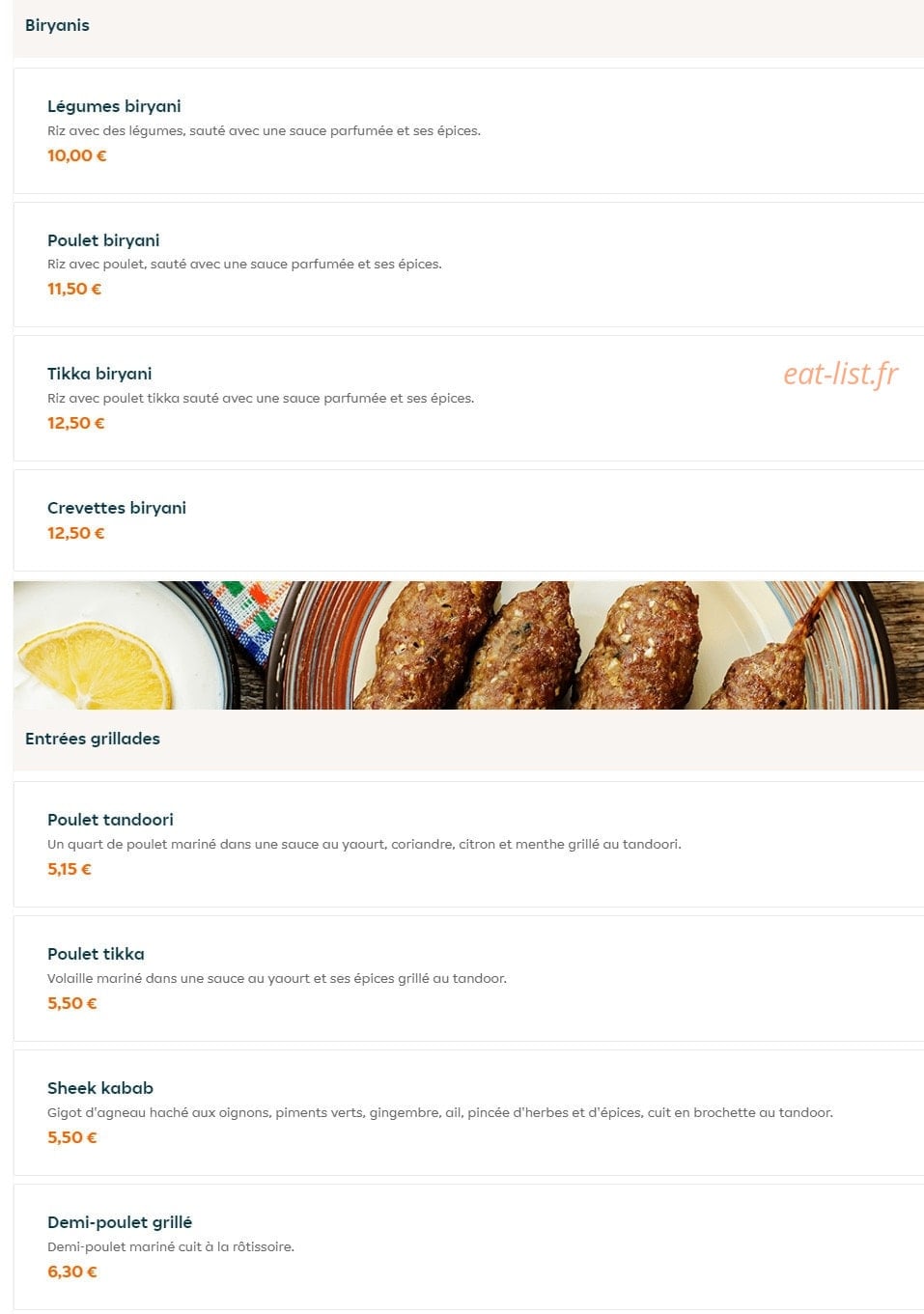 Tandoori Grill — carte page 3